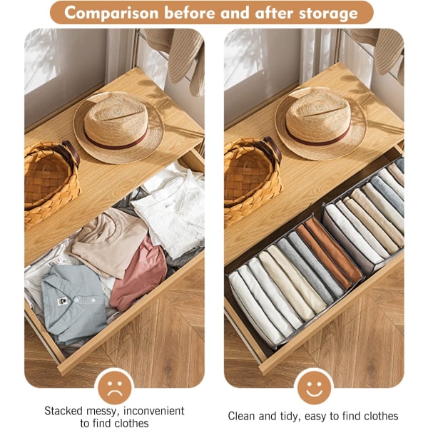 (Grå, 7 rom + 7 rom + 9 rom) Oppbevaringsboks for jeans, 3 stk, ZQKLA