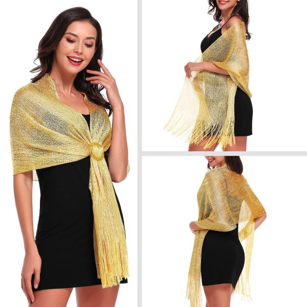 Damkrage, Sjal, Scarf för Kvinnor, Glittrande Foulard Sjal
