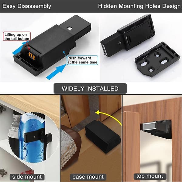 2-pack Heavy Duty Push-Latch & Lås för Dolda Dörrar, Touch-Latches och Magnetlås med Push-Release