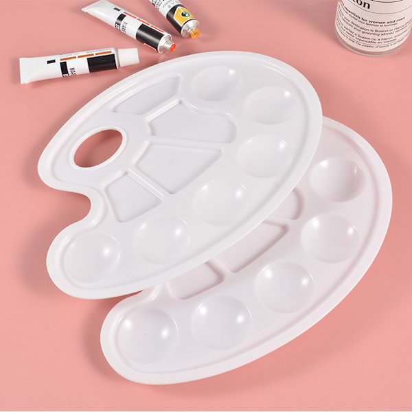 Hvid oval plastik malepalette, ZQKLA