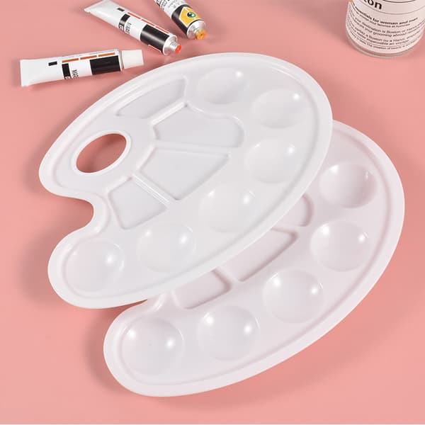 Vit oval plastfärgpalett, ZQKLA