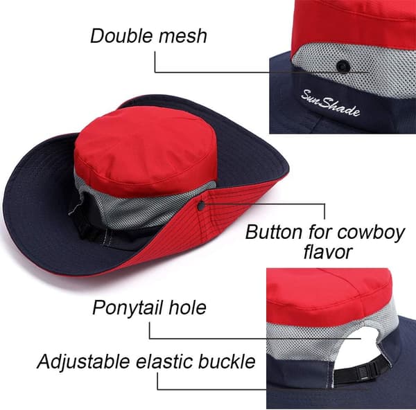 Lysende Rød Dame Solhat Bred Skygge Bucket Mesh Buni Hat Udendørs