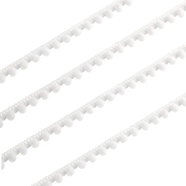 (Vit, 20 meter) Mini Pom Pom Kantband Bollfrans - Band att sy fast, ZQKLA