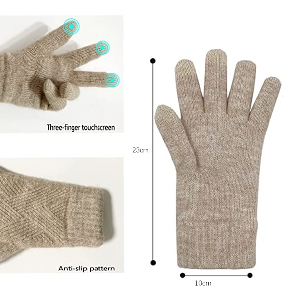 Termiska Vinterhandskar Dam Touch Screen Ull Varmt Foder C,ZQKLA