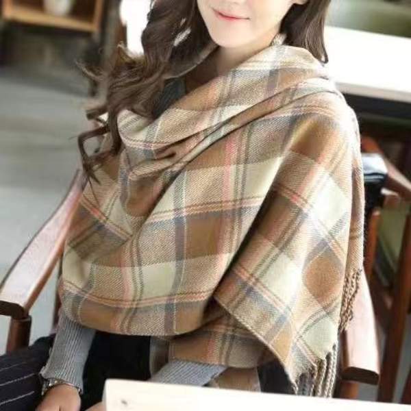 Vinter Tartan Scarf - Lång Pläd Damscarf Varm Ull Bri,ZQKLA