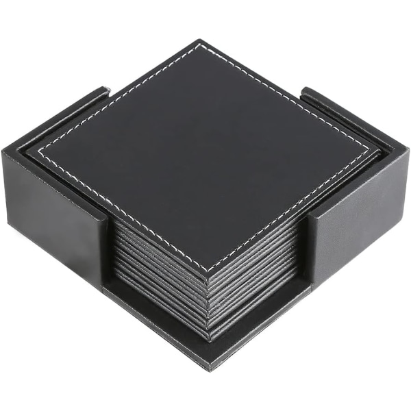 Set med 6 Svarta Läderunderlägg, ZQKLA