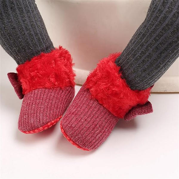 Röda Unisex Baby Stövlar, Nyfödd Vinter Varma Baby Pojke Flicka Sko, ZQKLA