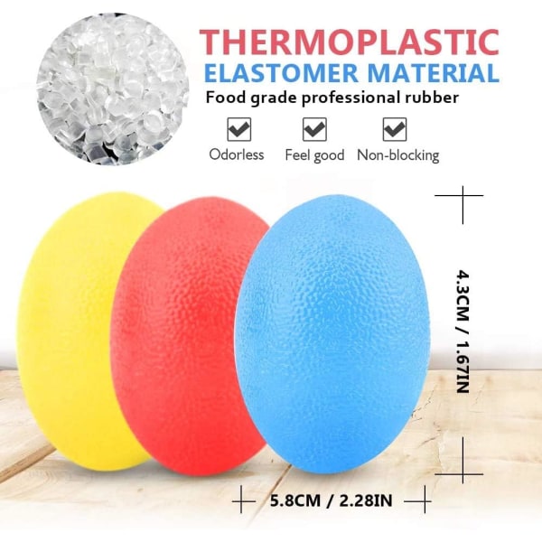 Handtränare Fingertänare Äggformade Greppbollar 3 Stycken Cl,ZQKLA