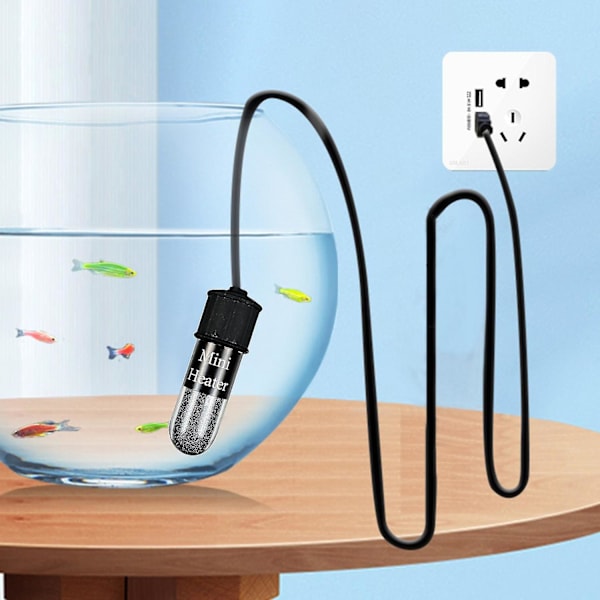 1 set fiskakvarievärmare USB-driven miniakvarium värmeelement med sugkopp för tankar vattenlevande