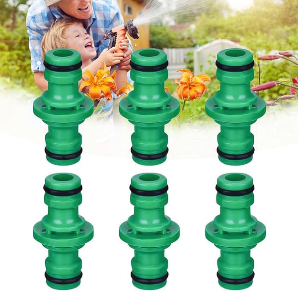 6-pack 1/2 tum Plast Dubbla Hanar Vattenkran Koppling, Han till Han, ZQKLA