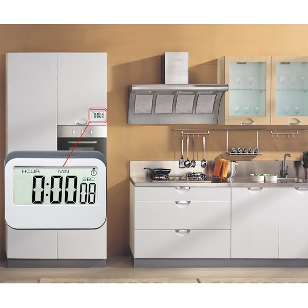 Digital Køkken Timer 12/24 Timer Alarmur med Magnet, ZQKLA