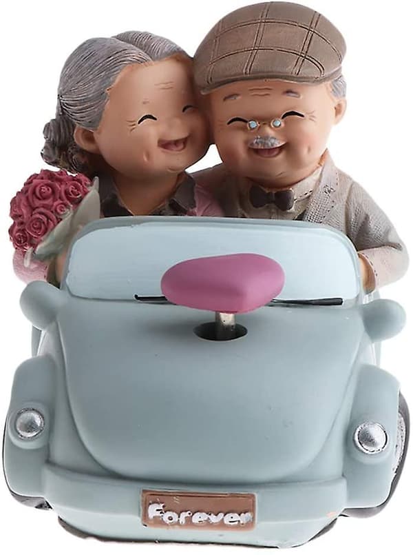 Gammelt Gift Par Figur Statuer Hjem Have Ornamenter