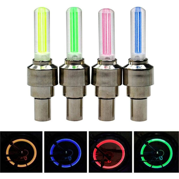 4-pack LED-hjullampor för cykel, 4 färger LED-ventilhattar för framhjul