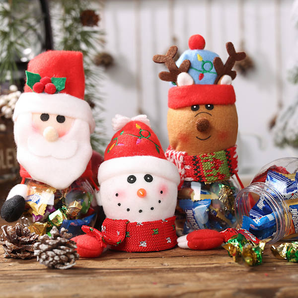 Julgodisförpackning med tomte, snögubbe och älg - Julgodisburk Dekoration XITI