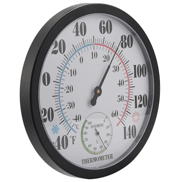 10 tums inomhus- och utomhusvädertermometer/hygrometer för uteplats, väggdekorativ, inget batteri behövs