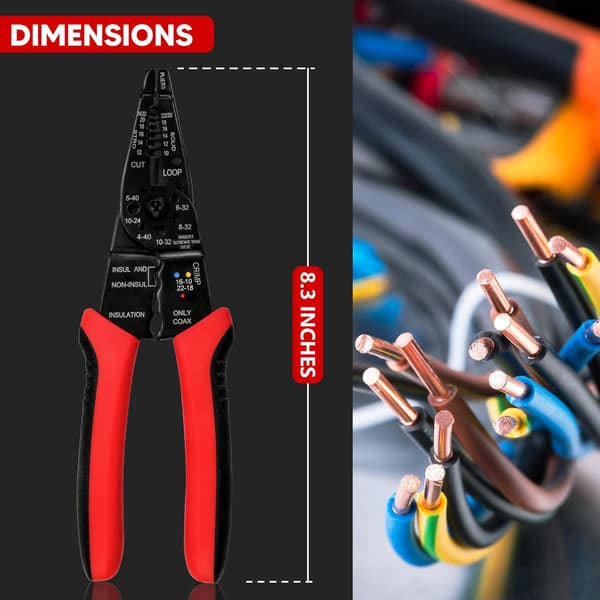 Wire Stripper Cutter Wire Stripping Tool - 8 tommer, Multi-Fun, ZQKLA