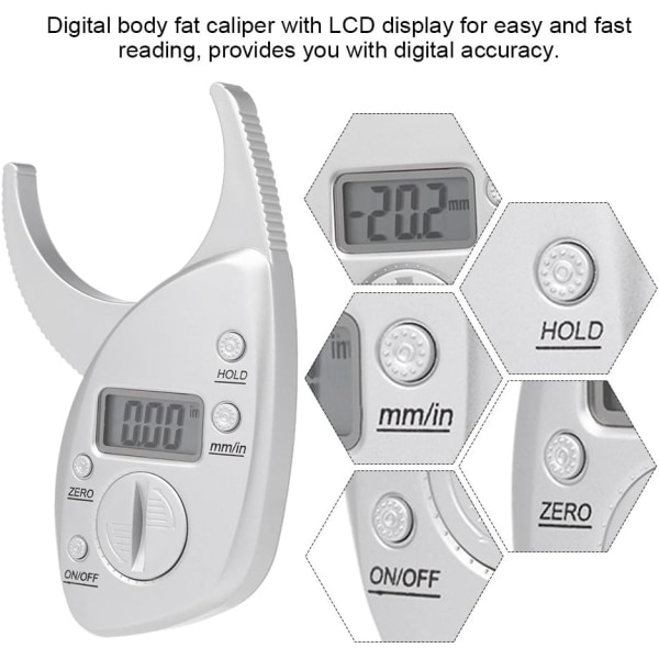 Digital kropsfedt kaliber hudfoldsmåler LCD-display hud M,ZQKLA
