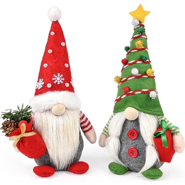 Jultomtar Dekorationer, 2 st Handgjorda Svenska Tomtar Xm,ZQKLA