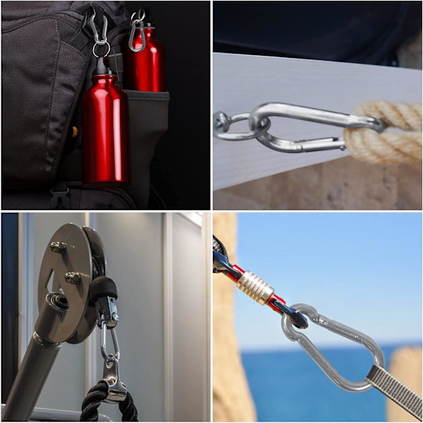 Tunga Karabiner i 304 Rostfritt Stål för Utomhus, Camping, ZQKLA