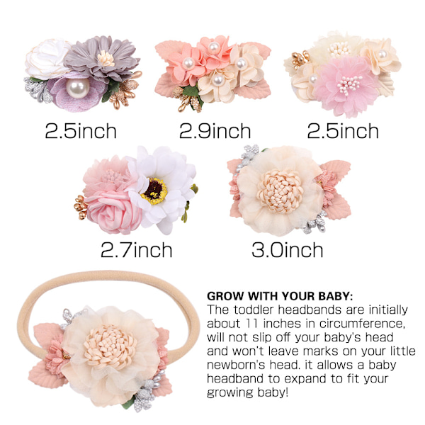 Baby Pige Blomst Nylon Blomst Hårbånd - Elastisk Hårbånd Han,ZQKLA