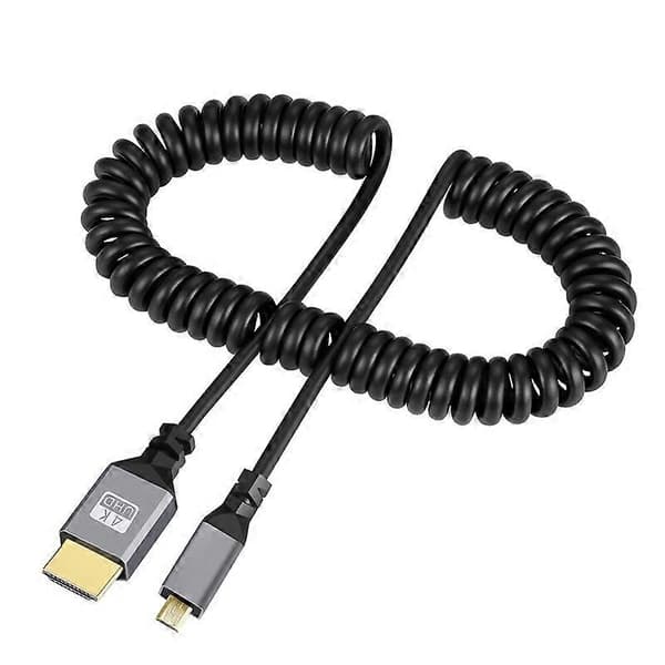 0,5-2,4 m 4K Micro HDMI til HDMI Spiralforlængerkabel Han til Han HDMI2.0 Fleksibel Spiralledning