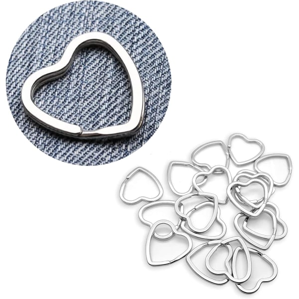 20 st Metal Split Rings Star Keychain Ringar Metal Heart Keychain