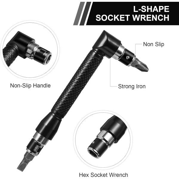 Dobbelthode L-formet skrutrekker med 1/4'' sekskanthåndtak rett vinkel