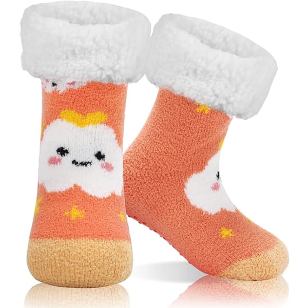 Barnstrumpor med tofflor, fluffiga tofflor, söta djur för pojkar och flickor, ZQKLA