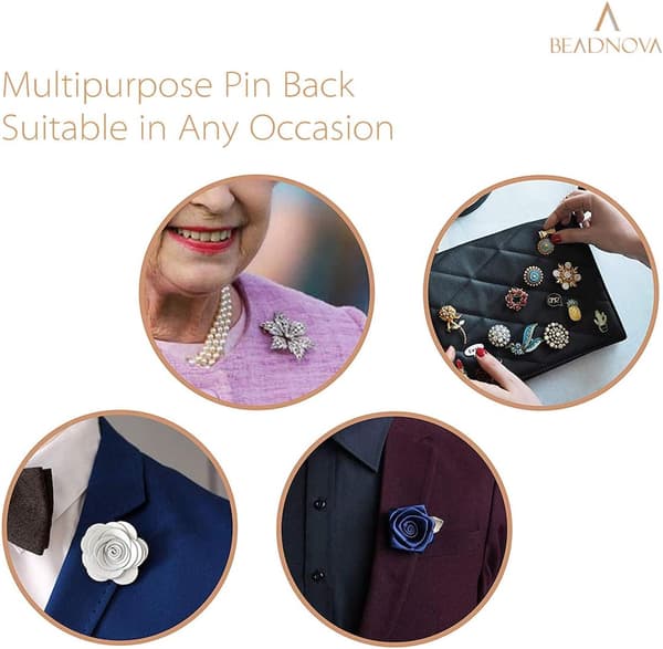 50 Par Slips-Bakker Tie Tacks Blanke Pins med Gummibakker