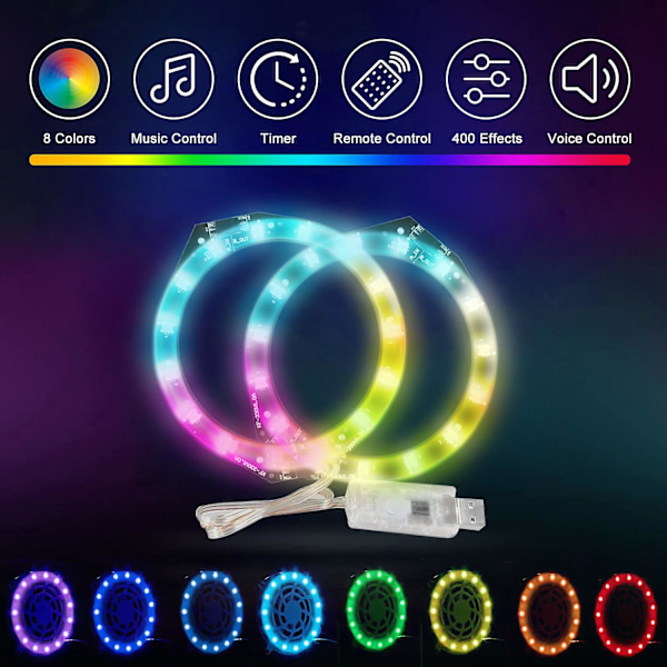 LED-lys til PS5-konsol, Playstation 5 LED-lys DIY-dekorationstilbehør, spil-lyd/musik-synkronisering, RGB 8 farver 400 lyseffekter med USB/APP-kontrol og 40-tasters IR-fjernbetjening