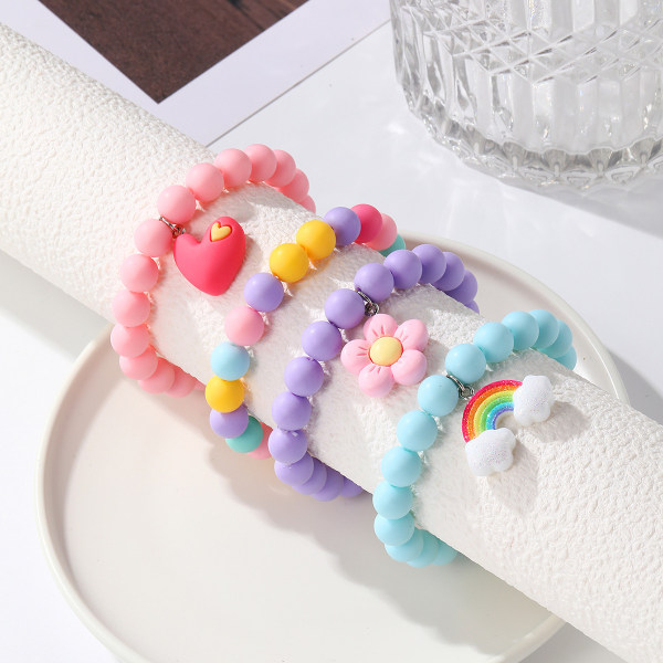 Rainbow Beads Armband for Kid Girl, 4PC, Rainbow Armband M,ZQKLA
