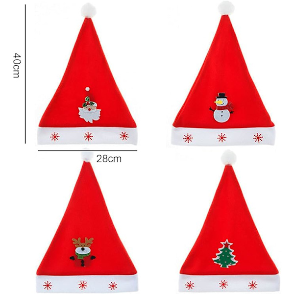Julehatte Santahat, 4 stk Julehatte Rød Hat Julehat