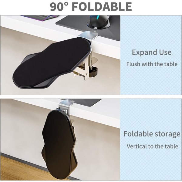 Ergonomisk Armstøtte til Skrivebord, 180° Drejelig Håndledsstøtte, ZQKLA