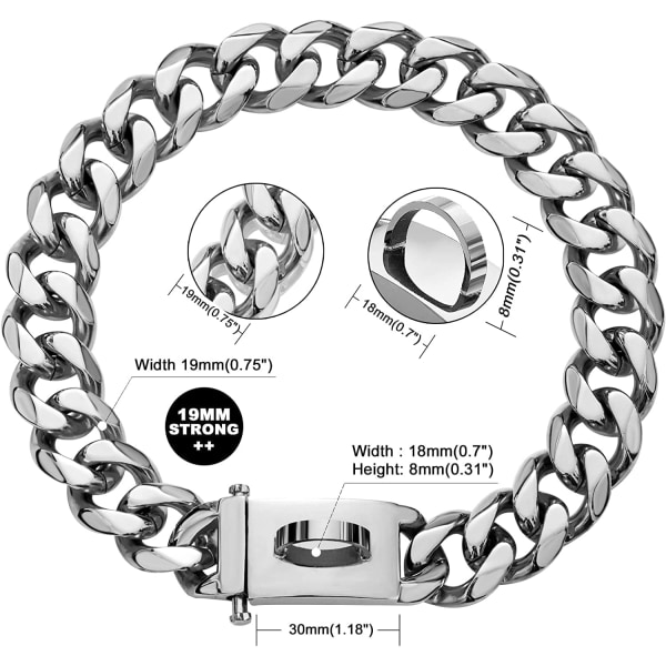 Sølv metalhundekæde med sikkert spændedesign, 18K cubansk, ZQKLA