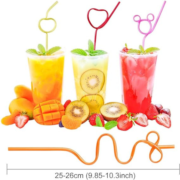 Crazy Straws, 24 stk. Sjove sugerør til børn & voksne, Genanvendelige P, ZQKLA