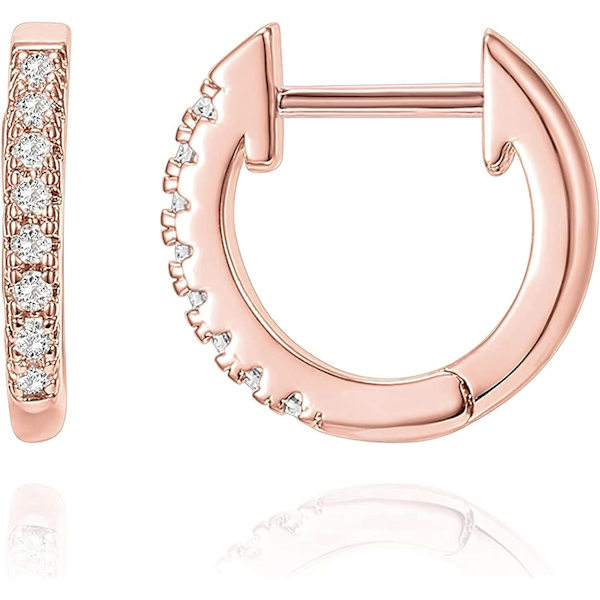 14K Guldpläterade Cubic Zirconia Manschett Örhängen Huggie Stud ros, ZQKLA