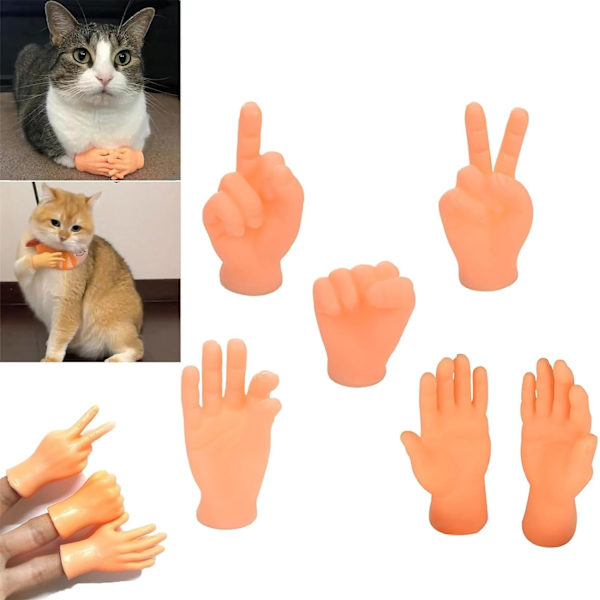 6 st Mini Finger Händer, Roliga och Snygga Mini Fingertoppskattvantar