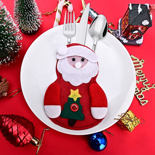 8 stycken julbestickshållare (Tomten + Renen + Snögubbe
