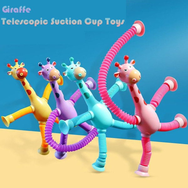 4-pakning Giraff Teleskopiske Sugekopp Leker, Formskiftende T, ZQKLA