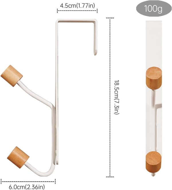 Set med 2 dörrkrokar, dubbla kappkrokar, kraftig metall, ZQKLA
