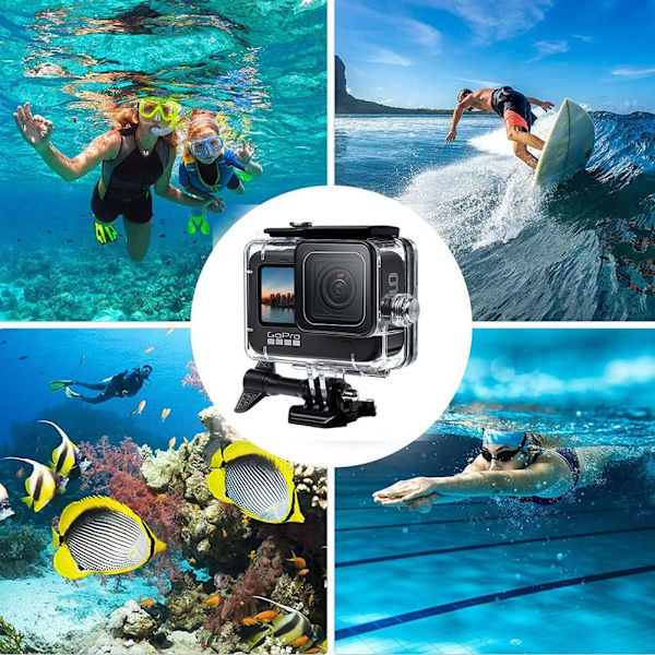 Vandfast etui til GoPro Hero 9 Hero 10 Actionkamera Sort, ZQKLA