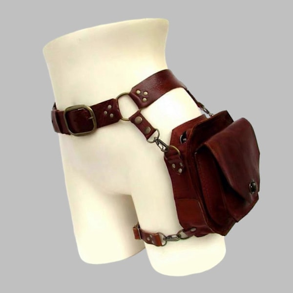 Middelalder Midjebelte Lårlommeveske Steampunk Midjeveske Lårveske Lær Fanny Bag Motorsykkel Midjebelte Lårlommeveske brown