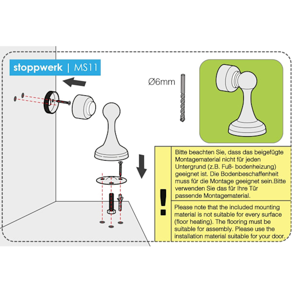 Magnetisk dørstopper i rustfrit stål look - Dørstopper, ZQKLA