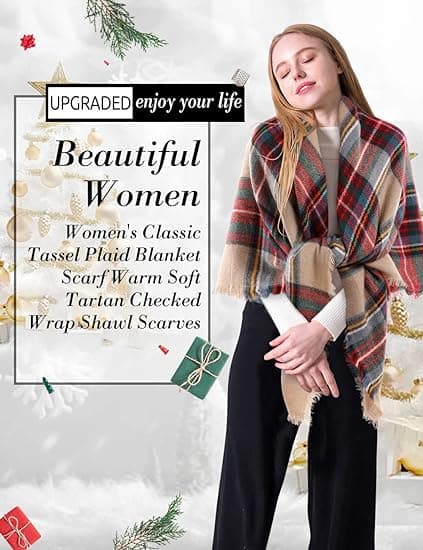 Dam Plaidfilt Vinterhalsduk Varm Mysig Tartan Wrap Stor