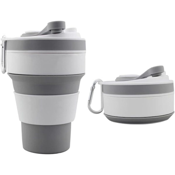Hopfällbar Kaffemugg (Grå), Återanvändbar Kaffemugg 350ML Port, ZQKLA