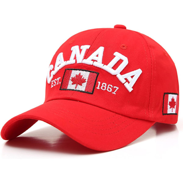 100% bomulds Canada EST1867 broderet ahornblad flag cap/hat | En størrelse | Justerbar rem