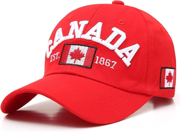 Ren bomull Canada EST1867 brodert lønneblad flagg cap/hatt | En størrelse | Justerbar stropp
