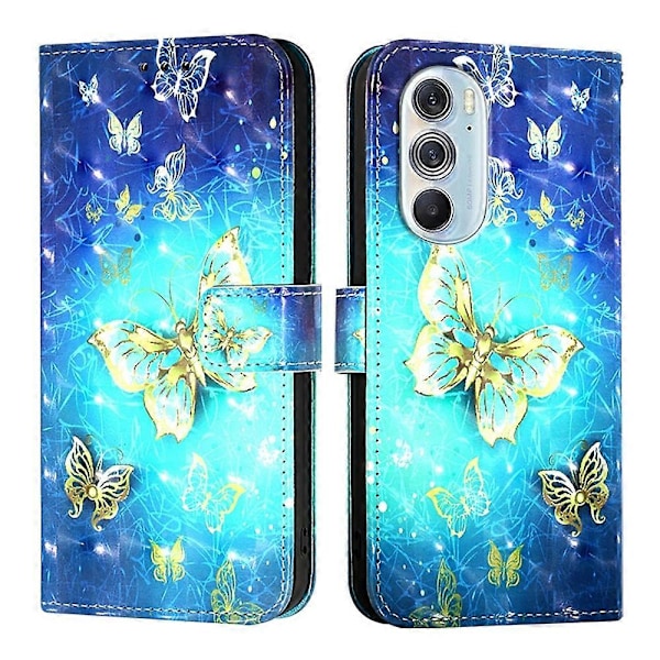 Læder Telefon Cover til Motorola Edge X30 / Edge 30 Pro Golden Butterfly