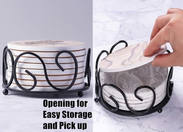 Sort Jern Metal Coaster Holder til 4 til 8 Runde Coasters