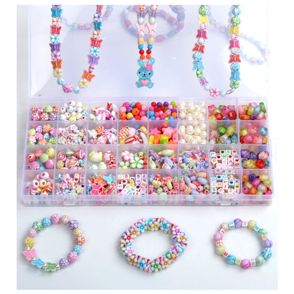 Barnas DIY Perlesett Perlesett for Smykkeproduksjon 750 Perler, ZQKLA